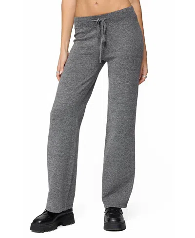 Edikted Ayah Straight Leg Knit Pants In Gray