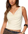 Edikted Aysha Lace Cowl Neck Top In White