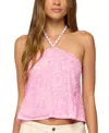 Edikted Ayva Floral Embroidered Beaded Halter Top In Pink