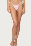 Edikted Azalea Crochet String Bikini Bottom In Pink/and/white, Women's At Urban Outfitters
