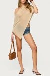 Edikted Azalia Asymmetric Knit Top In Neutral