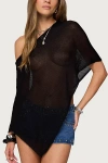 Edikted Azalia Asymmetric Sheer Poncho In Black