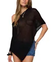 Edikted Azalia Asymmetric Sheer Poncho In Black