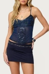 Edikted Azelia Beaded Camisole In Blue