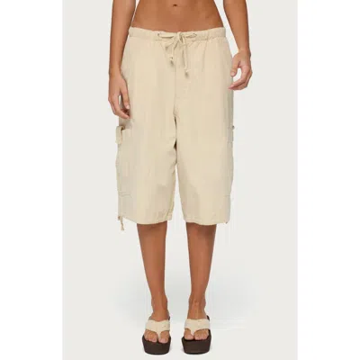 Edikted Azul Oversized Cargo Bermuda Shorts In Beige