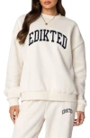 Edikted Babe Embroidered Oversize Fleece Sweatshirt In Cream