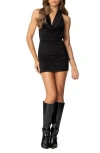Edikted Backless Halter Neck Minidress In Black