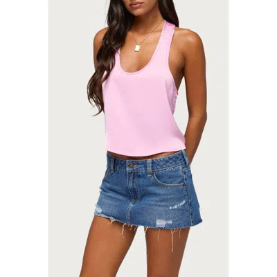 Edikted Satin Effect Backless Bead Chain Top In Pink