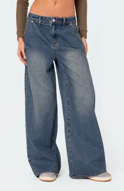 Edikted Baggy Wide Leg Jeans In Blue