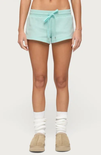 Edikted Baila Waffle Knit Drawstring Shorts In Blue
