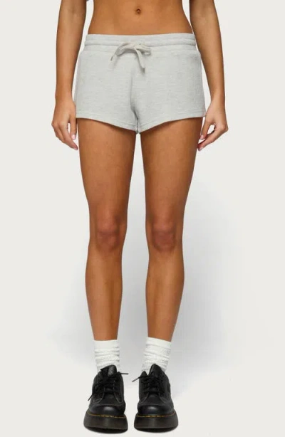 Edikted Baila Waffle Knit Drawstring Shorts In Gray