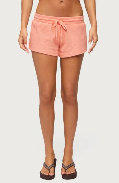 Edikted Baila Waffle Knit Drawstring Shorts In Pink