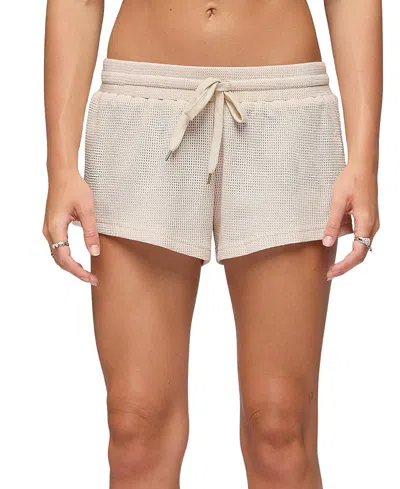 Edikted Baila Waffle Knit Drawstring Shorts In Gray