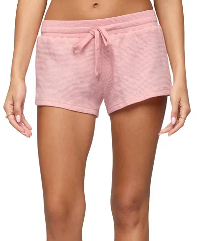 Edikted Baila Waffle Knit Shorts In Pink