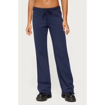 Edikted Baker Contrast Stripe Wide Leg Sweatpants In Blue