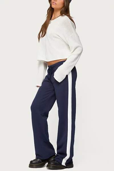EDIKTED BAKER CONTRAST STRIPED SWEATPANTS IN NAVY, WOMEN'S AT URBAN OUTFITTERS