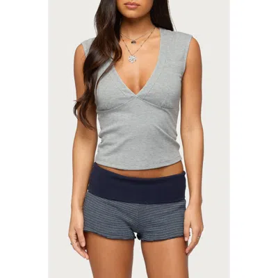 Edikted Balentina V Neck Tank Top In Gray
