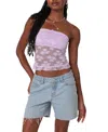 Edikted Ballet Sheer Lace Tube Top In Lilac
