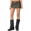 Edikted Bar Washed Faux Leather Miniskirt In Dark-gray