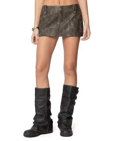 Edikted Bar Washed Mini Skort In Dark-gray