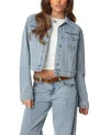 Edikted Barb Denim Crop Trucker Jacket In Light Blue