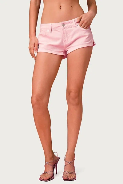 Edikted Barbie Low Rise Denim Micro Shorts In Light/pink, Women's At Urban Outfitters