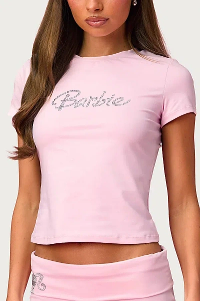 Edikted Barbie Rhinestone T Shirt Top In Light/pink, Women's At Urban Outfitters