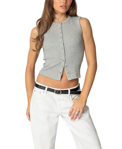 EDIKTED BASEL BUTTON UP TANK TOP