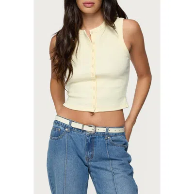 EDIKTED EDIKTED BASEL FRONT BUTTON RIB CROP TOP