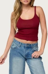 Edikted Basic Babe Crop Stretch Cotton Camisole In Burgundy