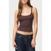 Edikted Basic Babe Crop Tank Top In Brown