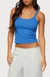 Edikted Basic Babe Stretch Cotton Crop Camisole In Blue