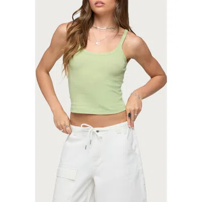Edikted Basic Babe Stretch Cotton Crop Camisole In Green