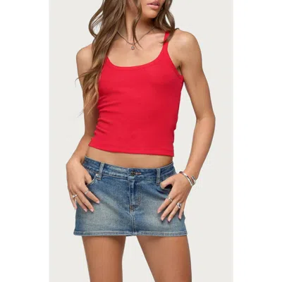 Edikted Basic Babe Stretch Cotton Crop Camisole In Red