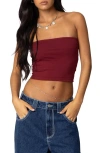 Edikted Basic Crop Tube Top In Burgundy