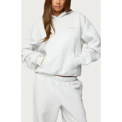Edikted Basic Girl Oversize Fleece Logo Hoodie In White