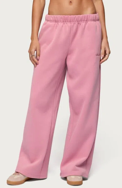 Edikted Basic Girl Wide Leg Sweatpants In Pink