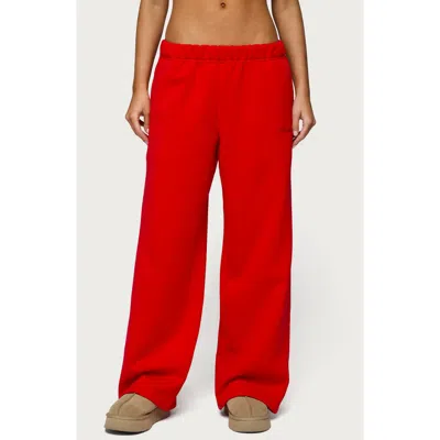 Edikted Basic Girl Wide Leg Sweatpants In Red