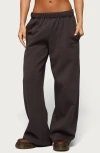 Edikted Basic Low Rise Wide Leg Sweatpants In Brown