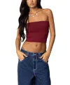 Edikted Basic Crop Tube Top In Burgundy