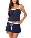 Edikted Baxter Rib Button Front Stretch Camisole In Navy