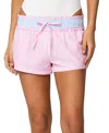 Edikted Baylee Stripe Seersucker Shorts In Light-pink