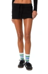 Edikted Bayside Side Slit Stretch Cotton Microskort In Black