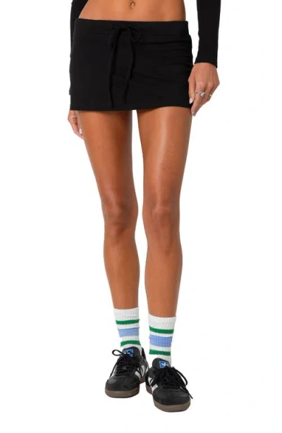 Edikted Bayside Side Slit Stretch Cotton Microskort In Black