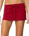 Edikted Bayside Stretch Cotton Micro Skort In Burgundy