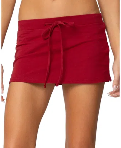 Edikted Bayside Stretch Cotton Micro Skort In Burgundy