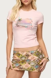 Edikted Beach Babe Sequin T-shirt In Pink