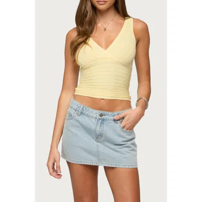 Edikted Beach Rib Sweater Tank In Yellow