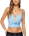 Edikted Beaded Deep Cowl Neck Backless Top In Blue