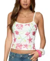 Edikted Beaded Floral Embroidered Tank Top In White